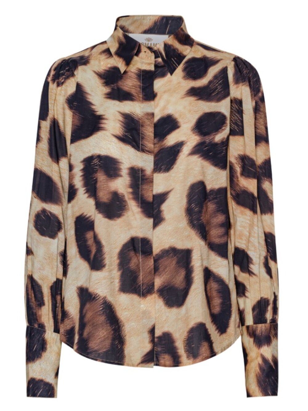 Karmamia Honey Shirt Leopard Blossom Print Button Front Blouse Size S